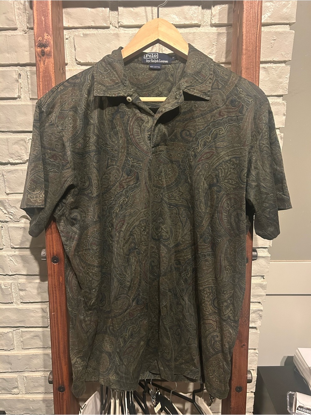 Polo by Ralph Lauren Men's Paisley Short-Sleeve Polo - Olive Green Size M
